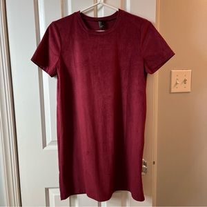 Maroon T Shirt Dress Suede Short Sleeve Mini Dress Burgundy Forever 21
